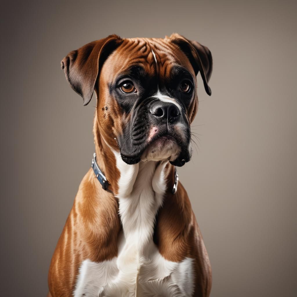 Hyper-Realistic Portrait of a Muscular Boxer Dog
