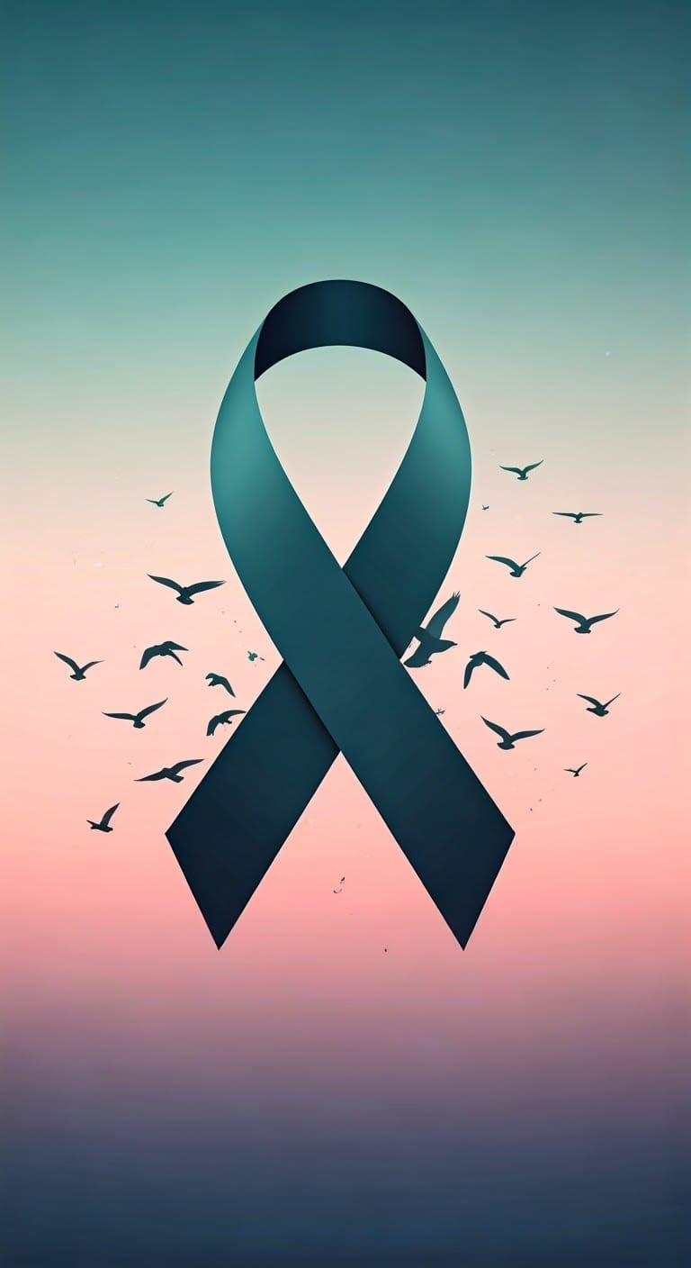 Birds Form Cancer Ribbon in Pastel Sky