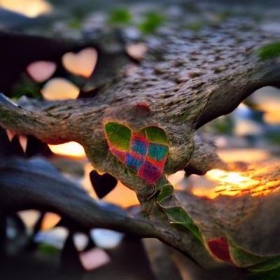 Colorful Heart-Leaf Tree at Sunset