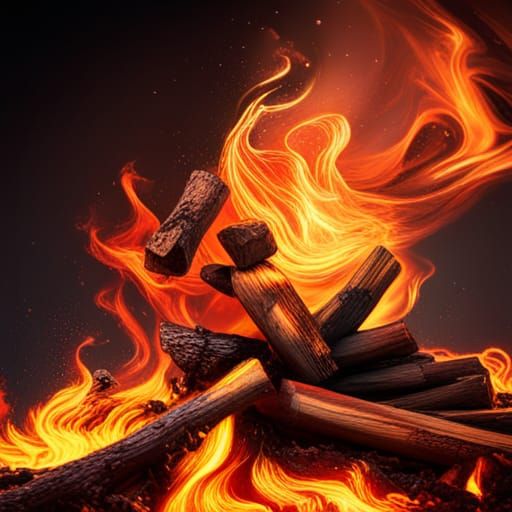 Hyperrealistic Campfire in Fiery Red and Orange