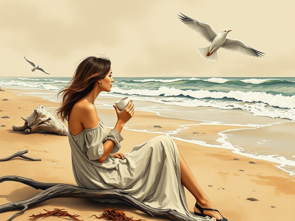 Morning Coffee on the  Beach