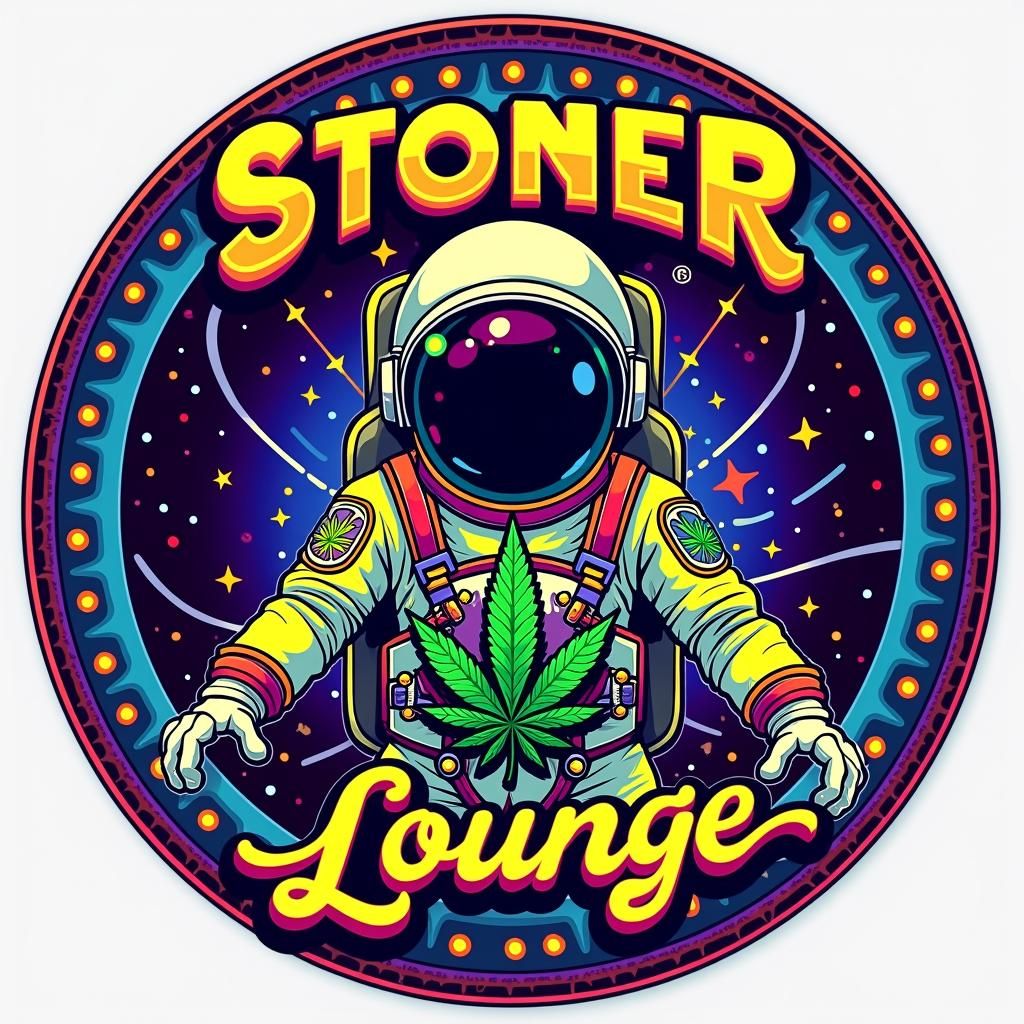 Psychedelic Stoner Astronaut Logo in Op Art Style