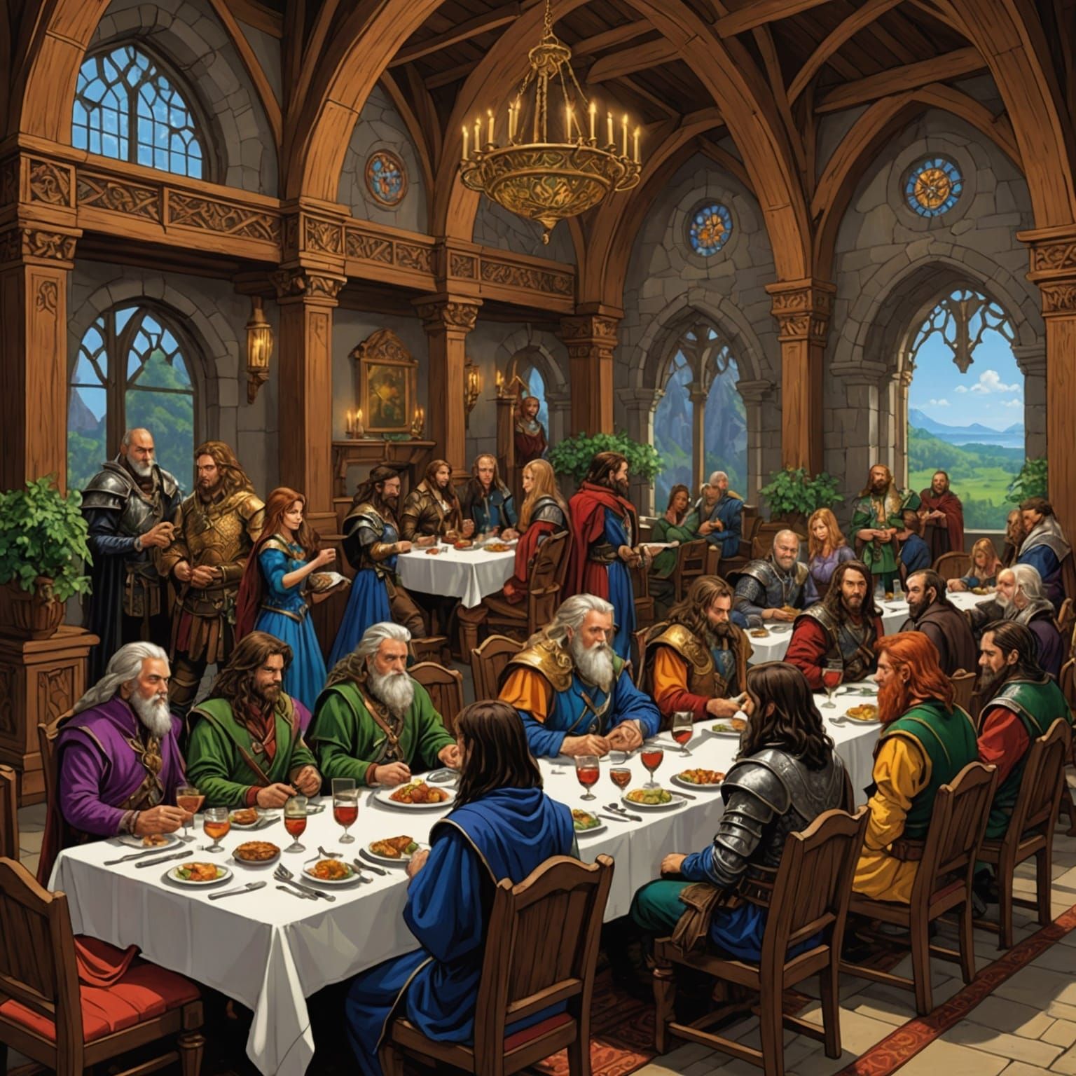 Colorful Anime Fantasy Banquet Inspired by DnD