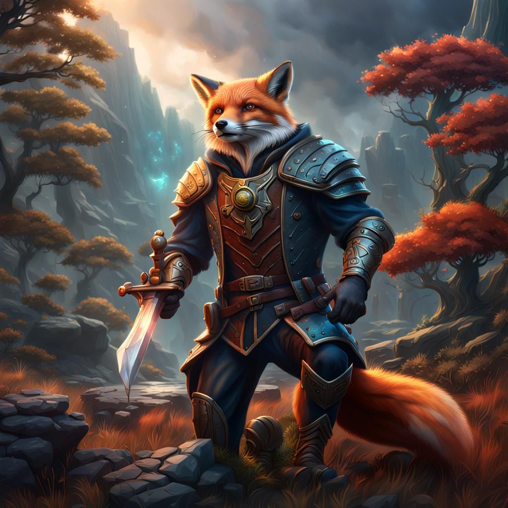 Red Fox Warrior in Detailed Matte Painting
