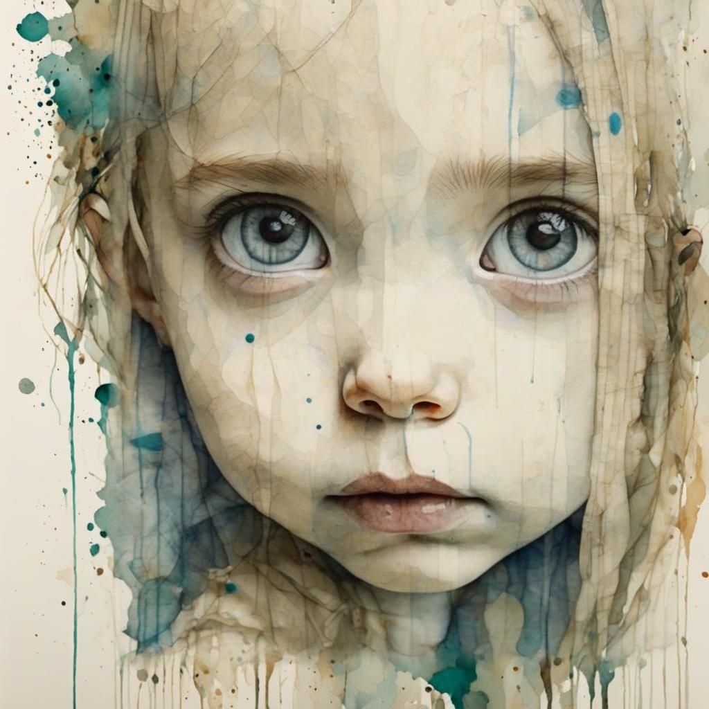 Cute Girl with Large Eyes in Gentle World