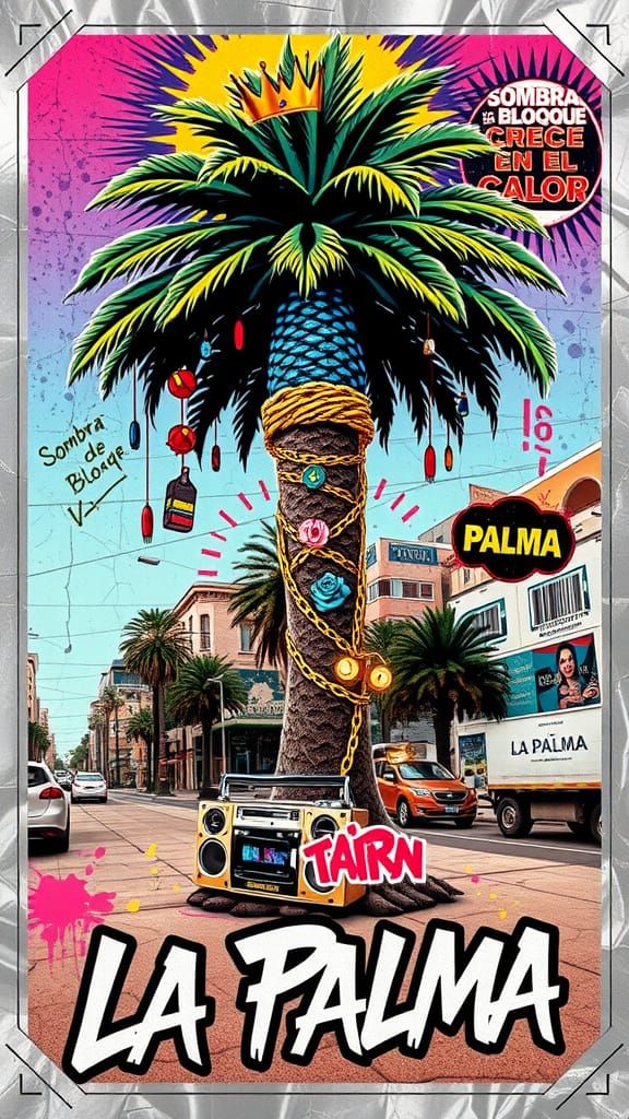 La Palma Lotería Card in Pop Art Graffiti Style