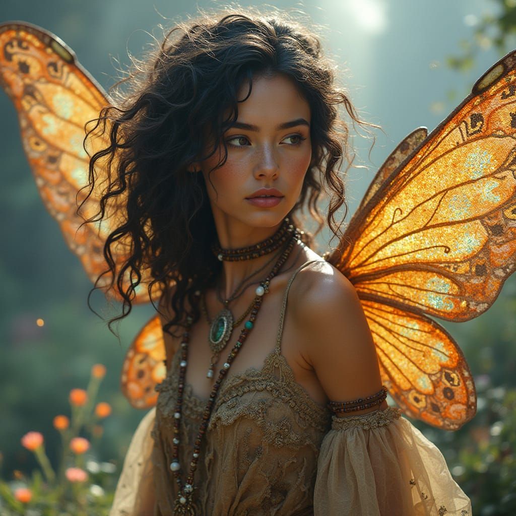 Bohemian Fairy Muse in Whimsical Landscape