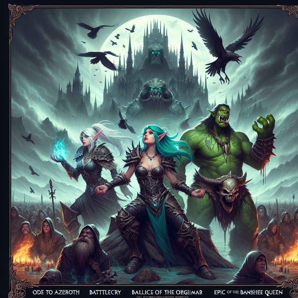 Fantasy Deathcore Album Cover with Elf Mage and Orc