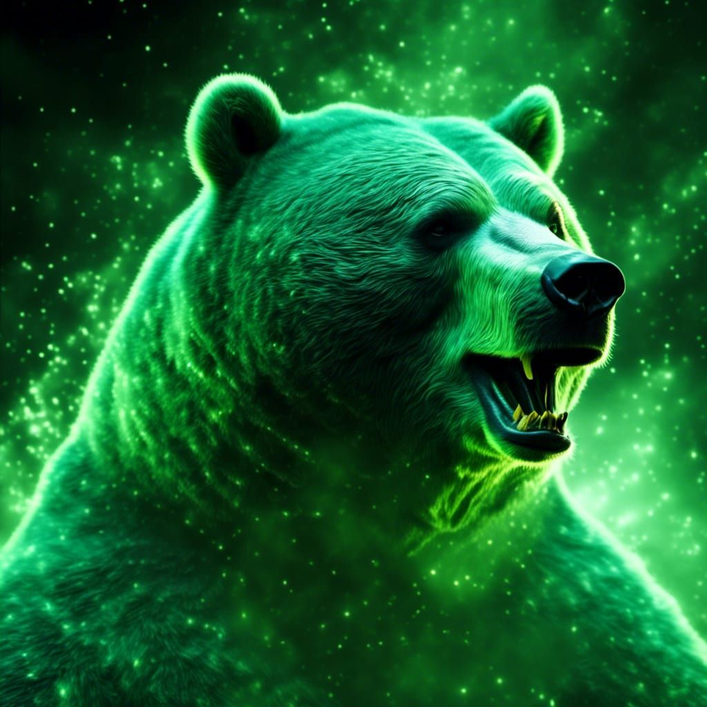 Cute Ghost in Bioluminescent Green Smoke Portrait