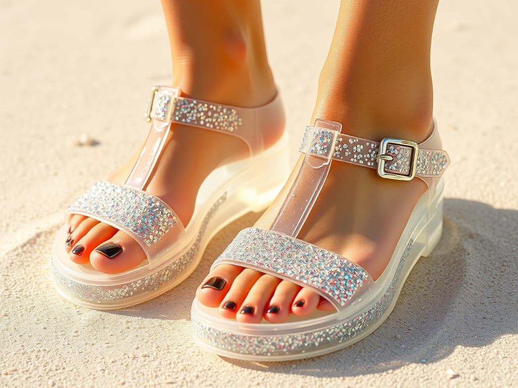 Colorful Beach Sandals in a Retro 80s Style