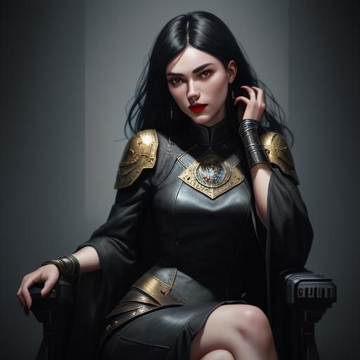 Detailed Portrait of Dark-Haired Woman in Volumetric Lightin...