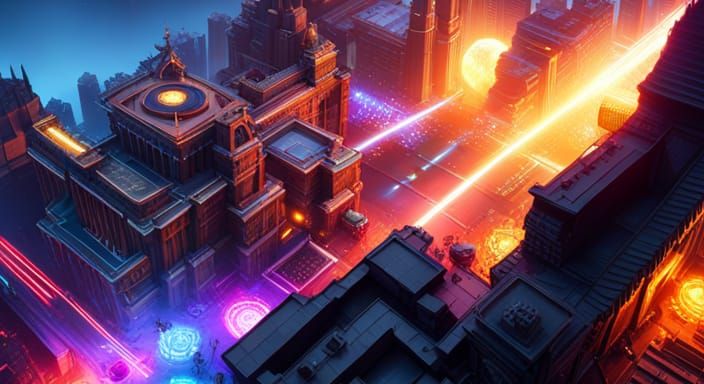 Dynamic 3D Abstract Art with Comic Book Elements