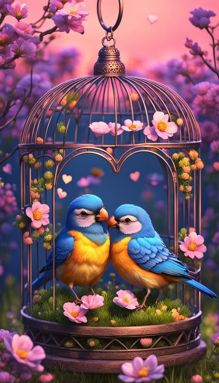 🎀🎁💦🌼Colorful evening 🌼💦🌀🎁 With a pair of birds insid...