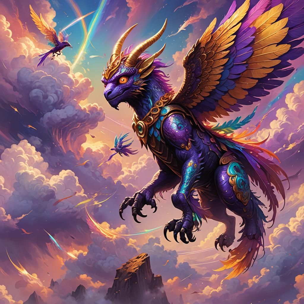 Flying Purple People Eater in Dreamy Digital Art