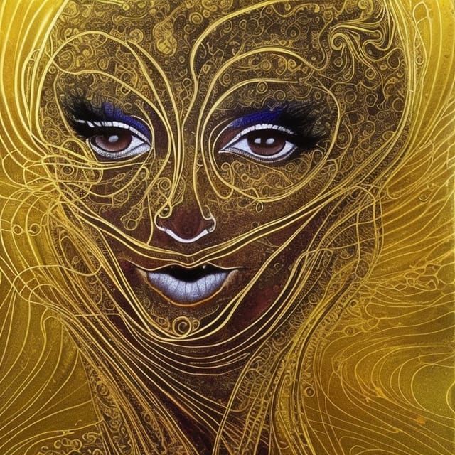 Witchcraft Portrait in Alcohol Ink Marbling Style