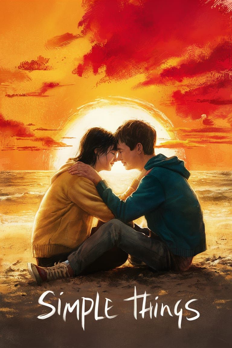 Movie Poster: Teenage Lovers Embrace on Beach