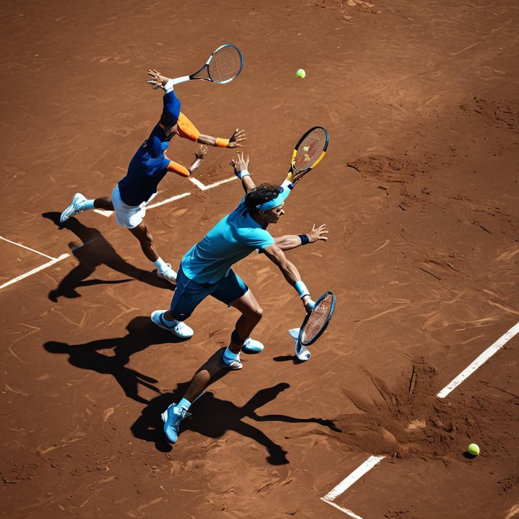 Nadal Serves at Roland Garros: Detailed Concept Art