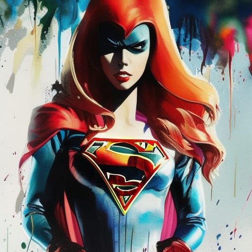 Evil Supergirl Ink Splash Art in Unreal Engine