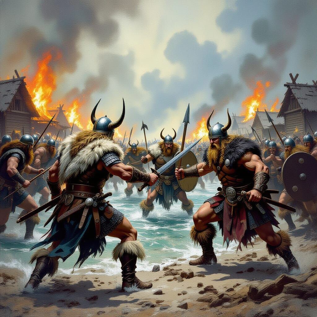 A whole tribe of Viking storming America and show American p...