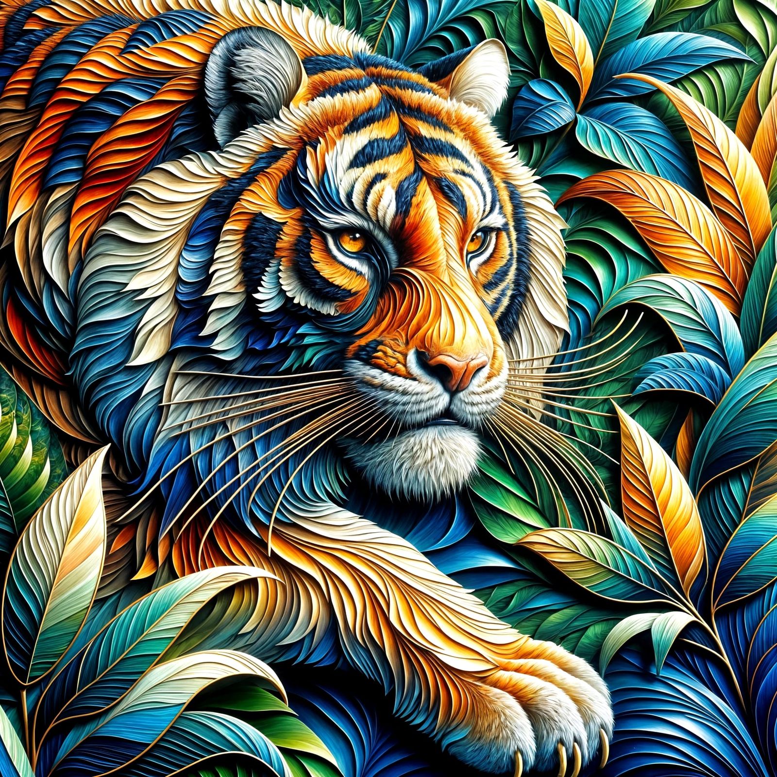Tiger in Exquisite Impasto Oil Painting