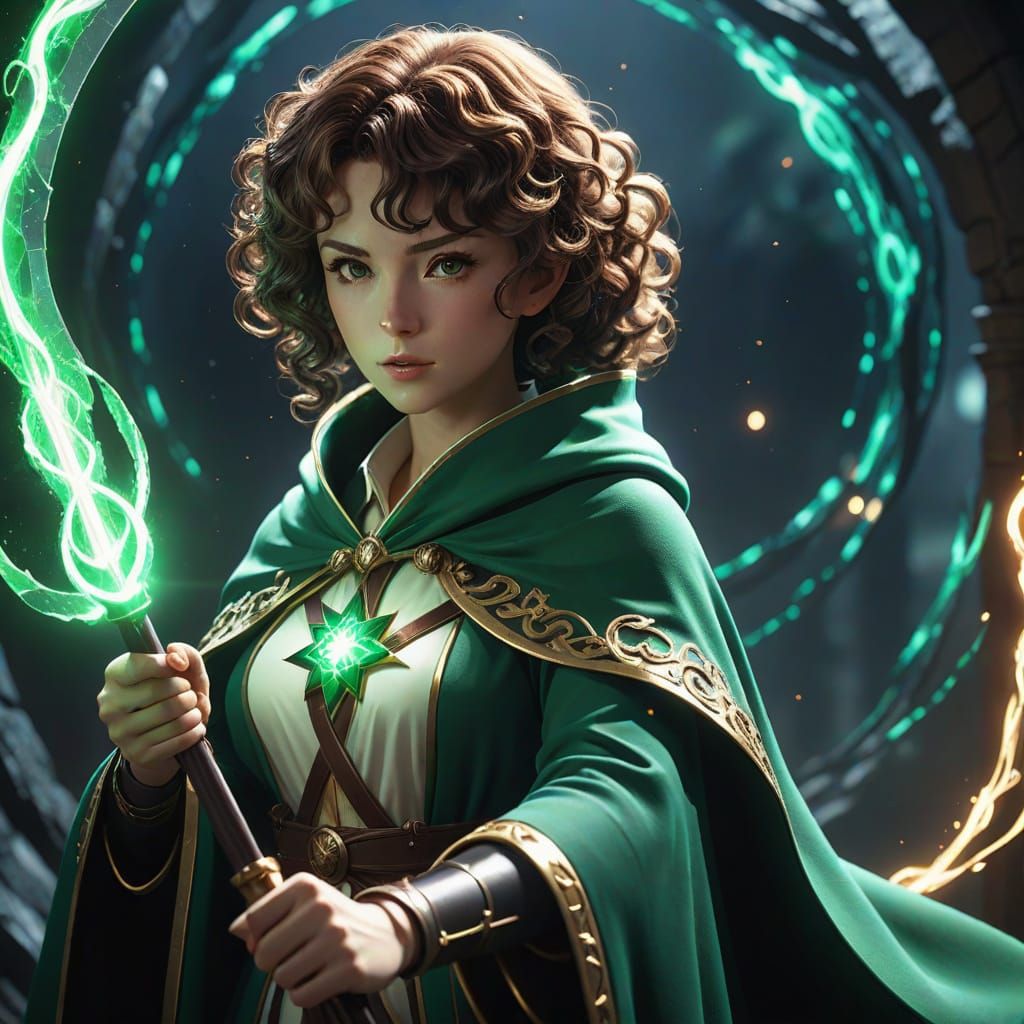 Anime Woman Opens Magical Portal in 3D