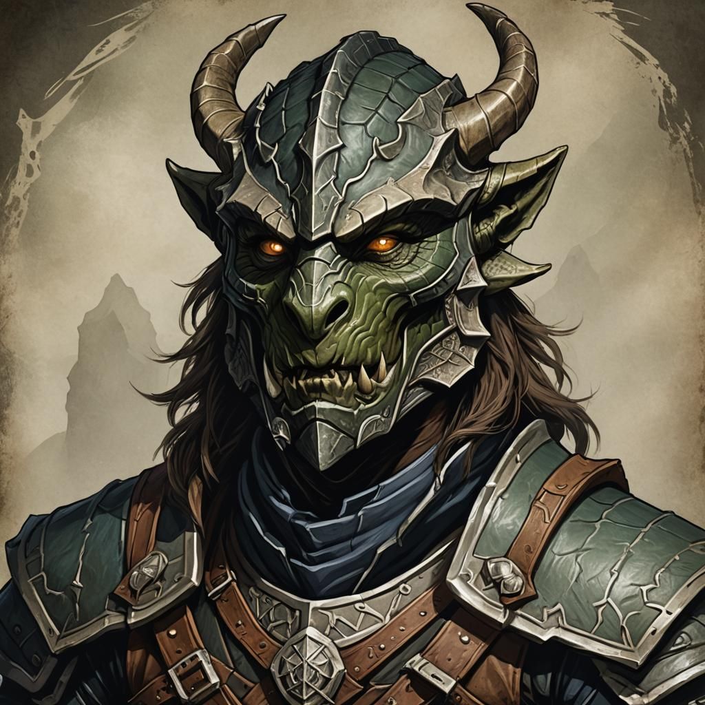 Dragonborn Ranger Portrait in Fantasy Art Style