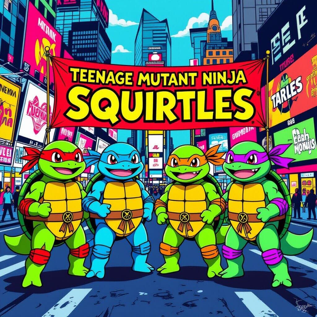 Teenage Mutant Ninja Squirtles in Times Square