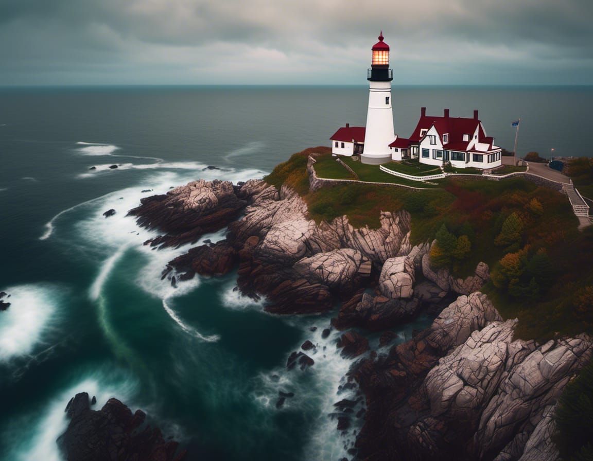 Portland Head Light: Aerial Film Photography