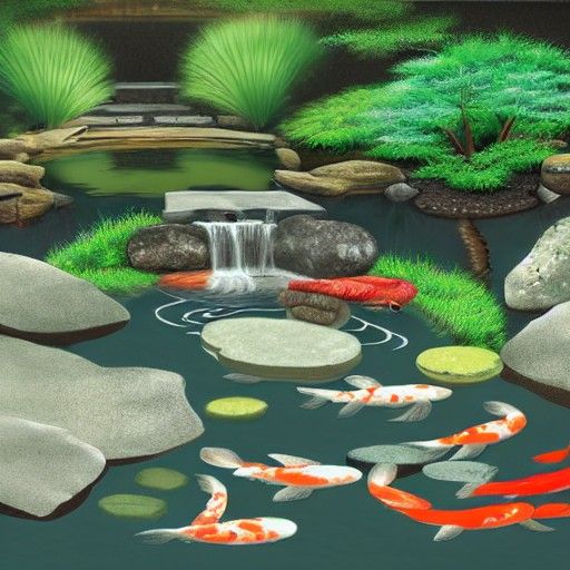 Zen Garden Koi Pond Matte Painting