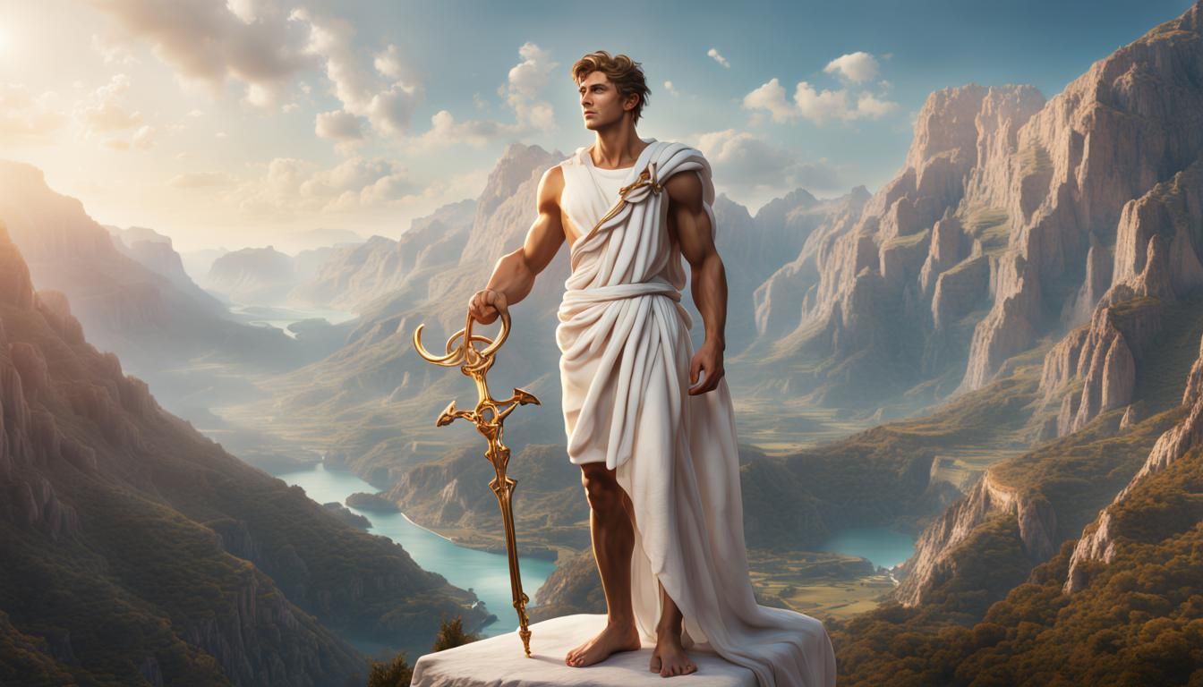 Hermes with Caduceus: Detailed Matte Painting