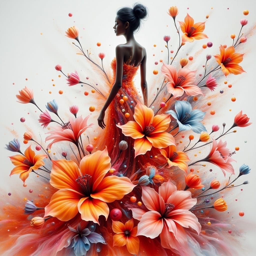 <lora:Dreamy Enchantment:1.0> Large bold flowers swirling vi...