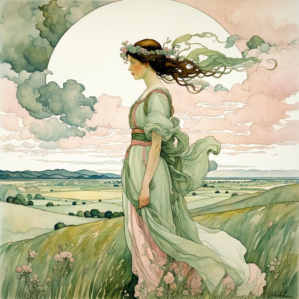 Ethereal Summer Stormscape with a Goddess