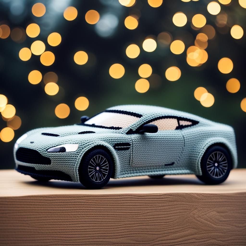 Knitted Aston Martin Car: Professional Studio Photograph