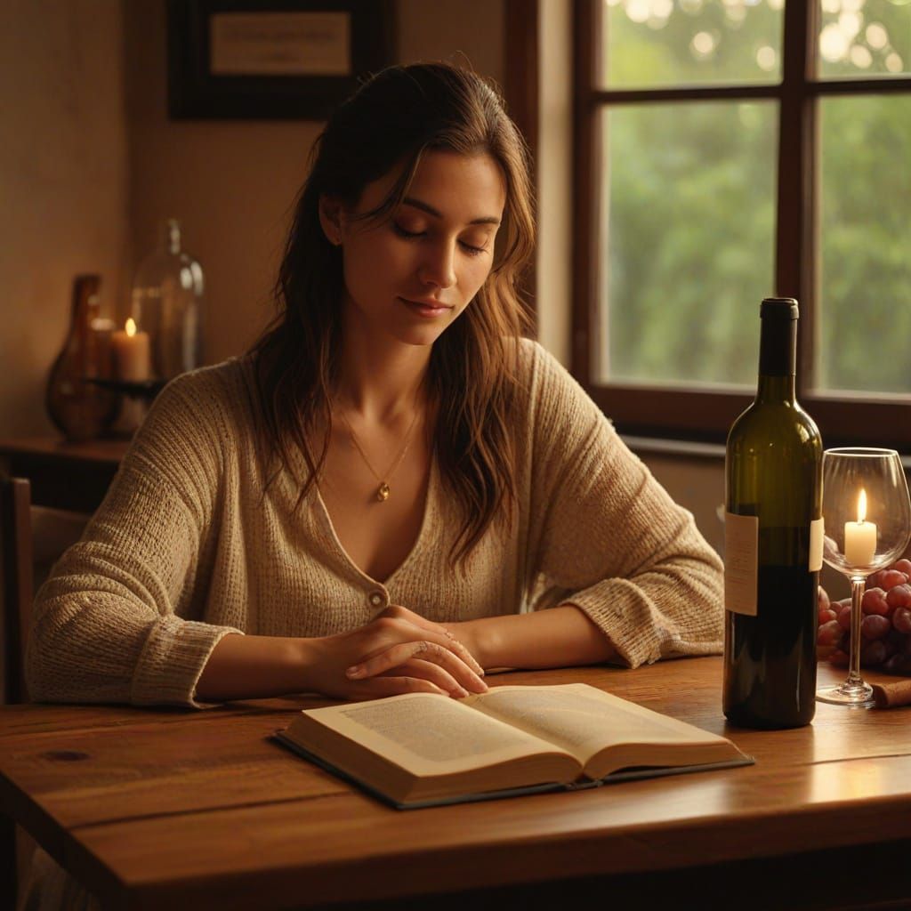 Cozy Wine Country Scene in Warm Golden Lighting