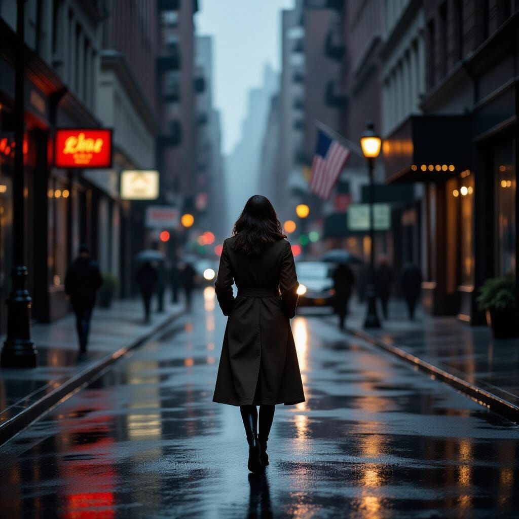 Rainy New York Street Scene in 1930s Style