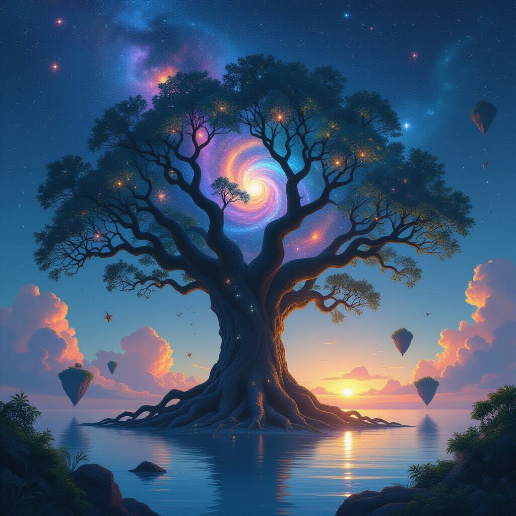 Cosmic Tree: Nebula Canopy and Void Roots