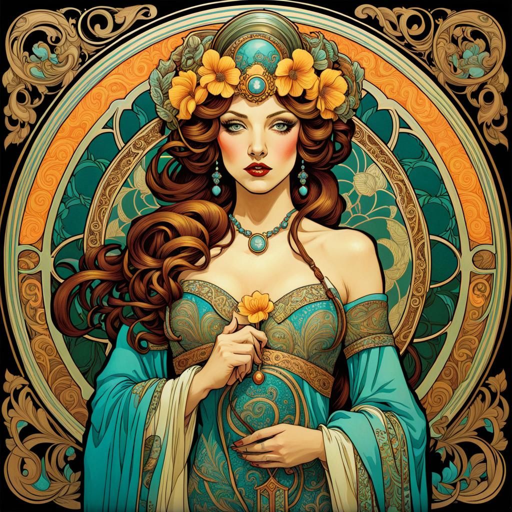 Art Nouveau Portrait in the Style of Masters