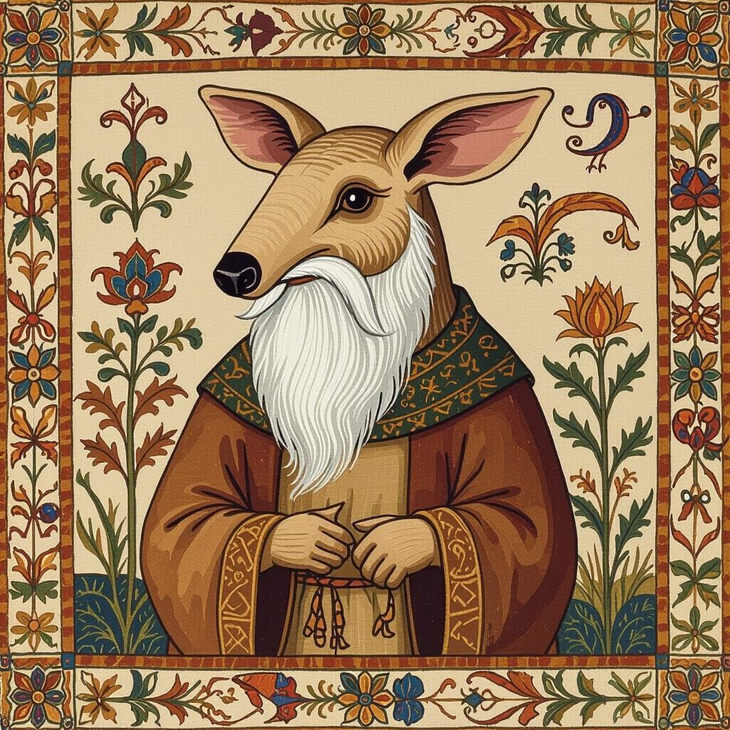 Medieval Aardvark Sage in Earth Tones