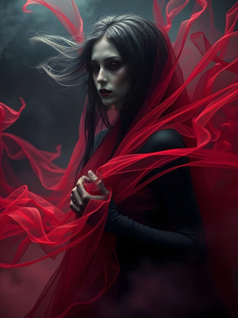 Ethereal Goddess Unveiled in Cosmic Horror Aesthetic