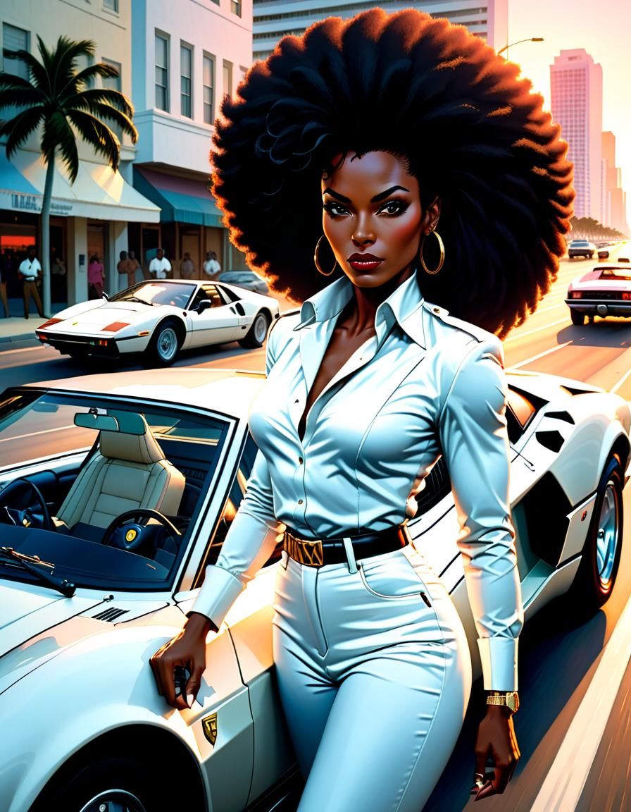 Miami Vice Detective in Comic Book Art