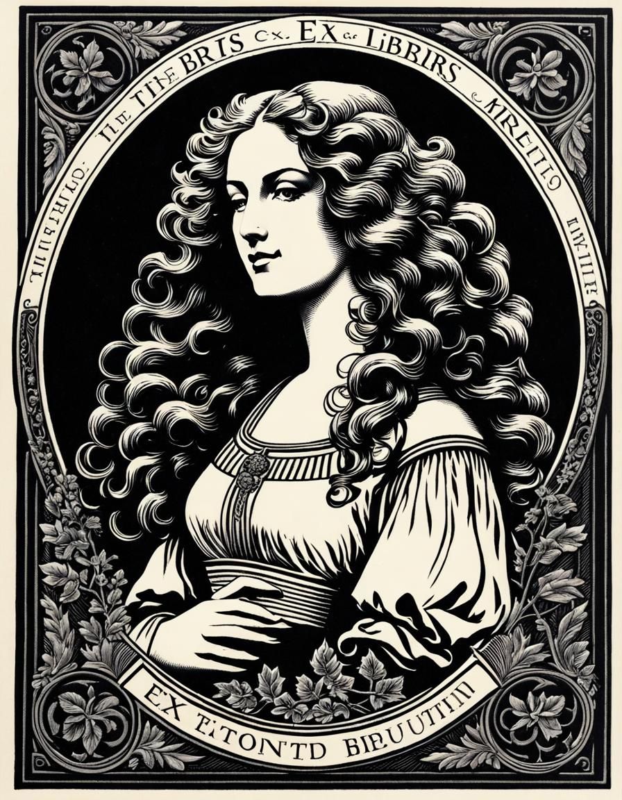 Elegant Black and White Bookplate Design