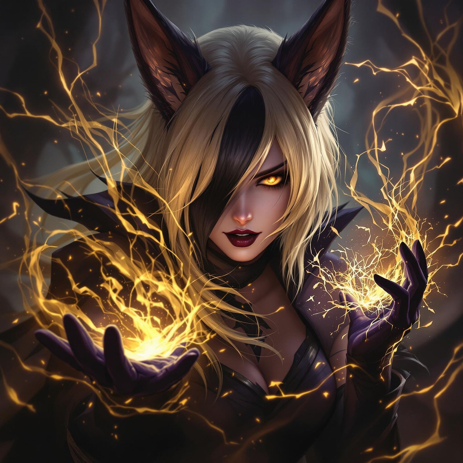 Dark Witch Ahri in a Haunting, Epic League of Legends Portra...