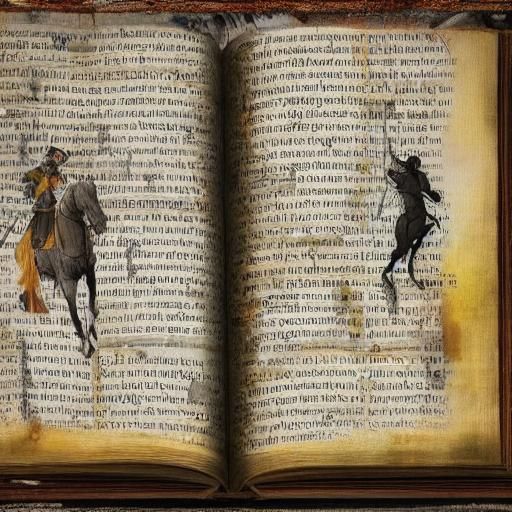 Disintegrating Book and Battle in Watercolor Style