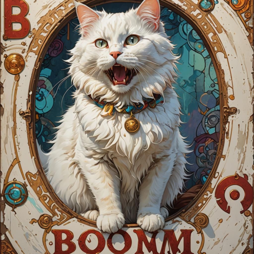 Shocked Cat's Misadventure: Vibrant Concept Art Portrait