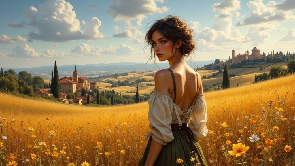 Tuscan Woman Portrait in Dynamic Lighting