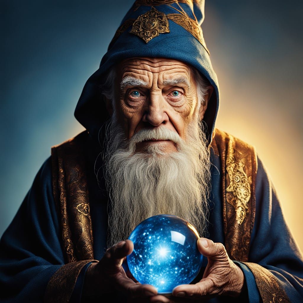 Wise Wizard Portrait in Hyperrealistic Style