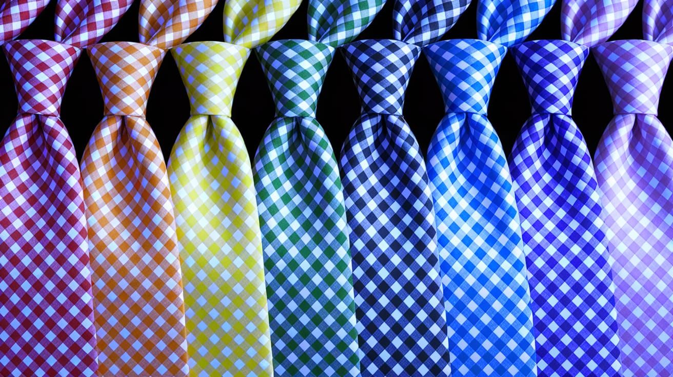 Colorful Gingham Neckties in Bright Plaid Arrangement