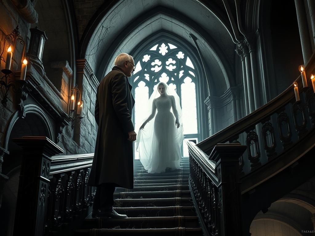 Ghostly Encounter in Abandoned Gothic Mansion