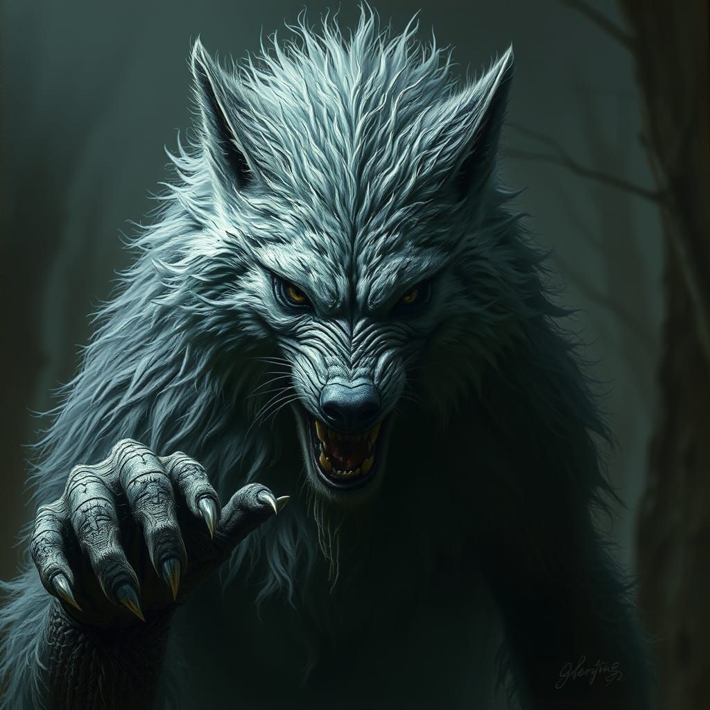 Cyberpunk Werewolf Rat Hybrid in Horror Style