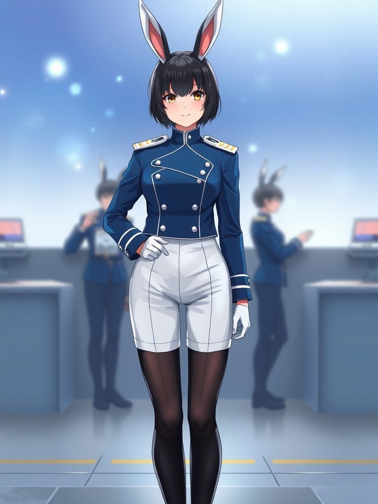 Hyper Realistic Kemonomimi Space Force Uniform in Blue